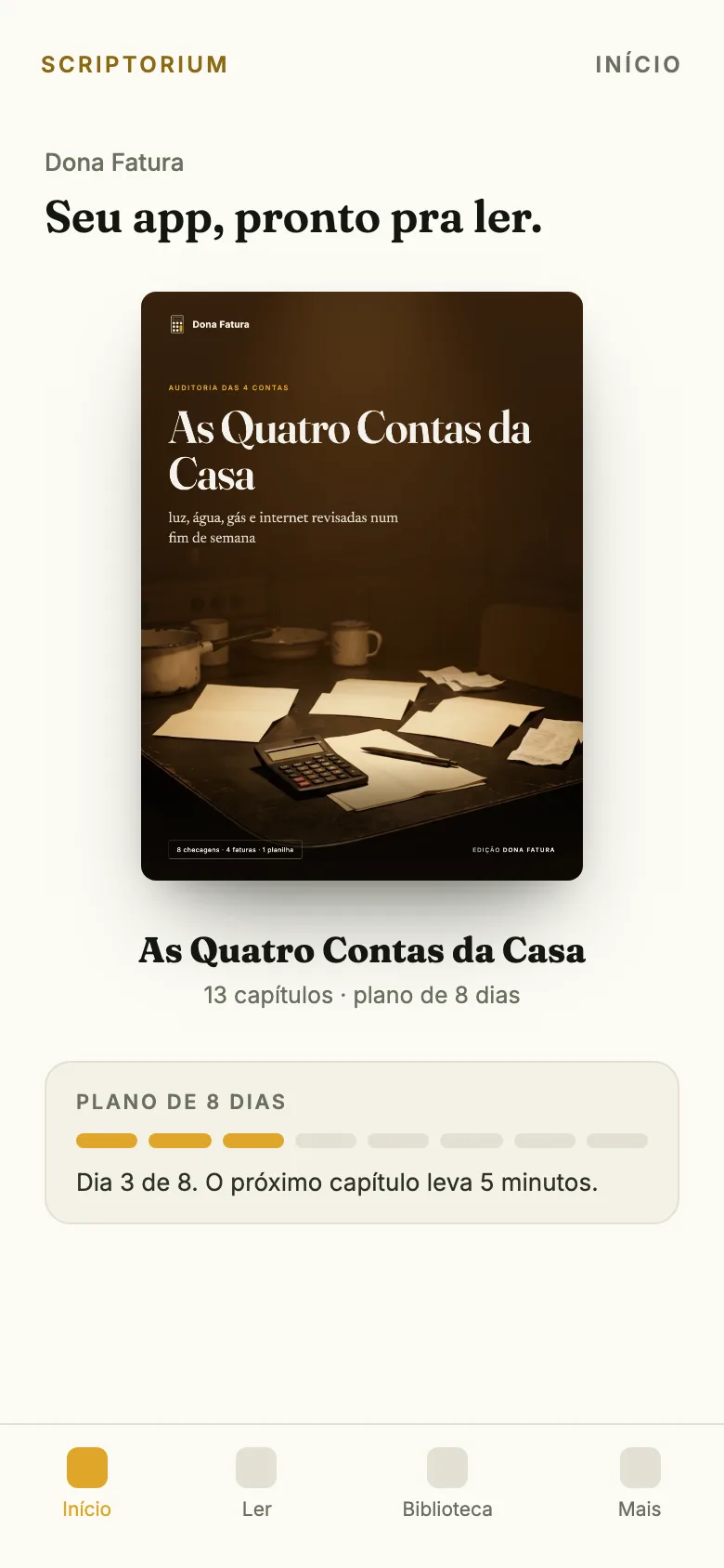 Capa do app do guia As Quatro Contas da Casa